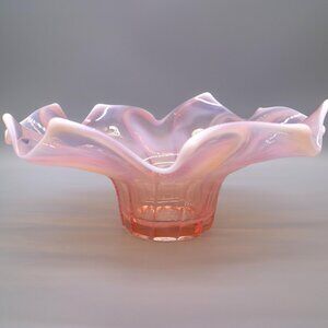 Stunning Vintage Iridescent Luster Pink Decorative Bowl 12"